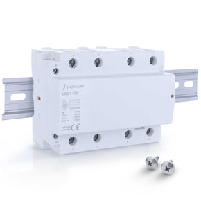 Shopcorp 100 Amp 4 Pole Normally Closed IEC 500V Contactor with DIN Rail and 2 Screws for HVAC, AC, Motor Load and Lighting