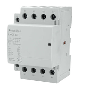 Shopcorp 60A 4 Pole NC Contactor - IEC 400V - 110/120VAC Coil for HVAC, AC, Motor and Lighting