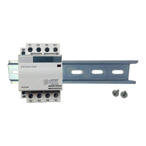 Shopcorp 50A 4 Pole NO Contactor - IEC 400V - 110/120VAC Coil - With DIN Rail and 2 Screws for HVAC, AC, Motor and Lighting