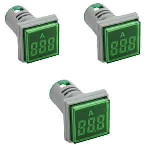 Shopcorp Digital Led Display Indicator Ammeter, 0-100A Max AC380 Current Meter and 220V - Green (3 Pack)