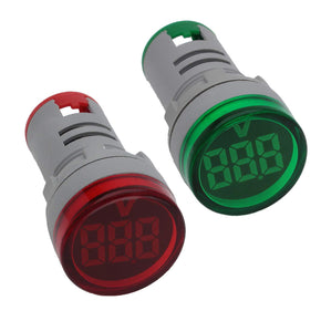 Shopcorp Round LED Voltage Meter Indicator - AC20-500V, 22 mm Digital Voltmeter