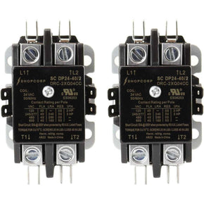 Shopcorp 40A 2 Pole 600V, 24V, Inductive 40A / Resistive 50A Contactor for HVAC and Lighting - 2 pack