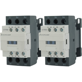 Shopcorp 30A 3 Pole IEC 660V Contactor - Normally Open and Auxiliary 1NO/1NC - 110/120VAC Coil for HVAC, AC, Motor Load and Lighting. 2 pack Contactor