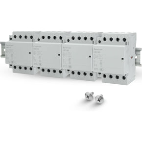 Shopcorp 50A 16 Pole (4x4) NO Contactor - IEC 400V - 110/120VAC Coil - With 8" DIN Rail and 2 Number 10 Screws for HVAC, AC, Motor and Lighting