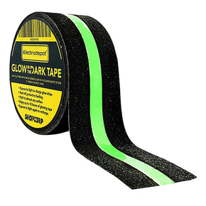 Electrodepot Professional Non-Slip Glow in The Dark Tape - Heavy Duty Adhesive Grip Strip (2 in x 16.4 ft) Single Pack