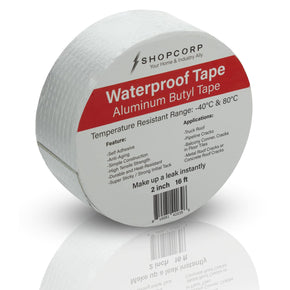 Shopcorp Waterproof Silver Aluminum Butyl Multi-Purpose Tape – Silver, Heavy Duty, High Heat, Professional Foil