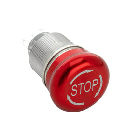 Shopcorp Aluminum Emergency Push Button, 1 N/O and 1 N/C - 22mm Waterproof Latching Switch