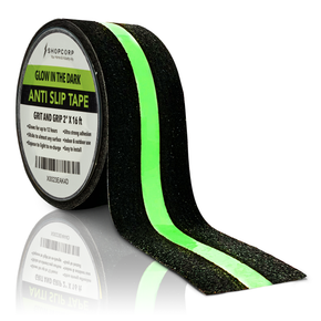 Shopcorp Professional Non-Slip Glow in the Dark Tape - Heavy Duty Adhesive Grip Strip (2 in x 16.4 ft)