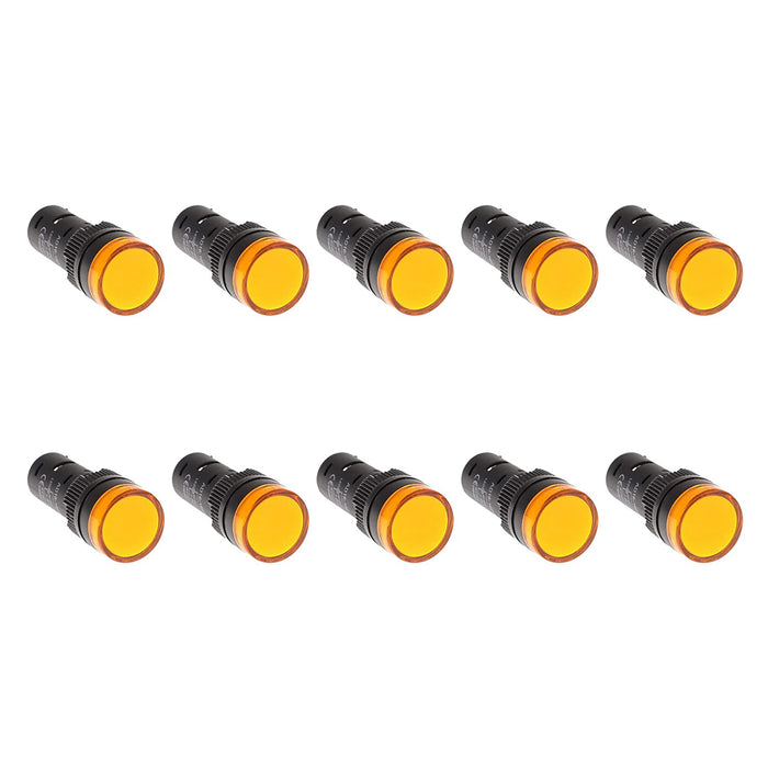 Shopcorp 20mA Energy Saving, Industrial LED Indicator Lights - 10 Yellow Bulbs