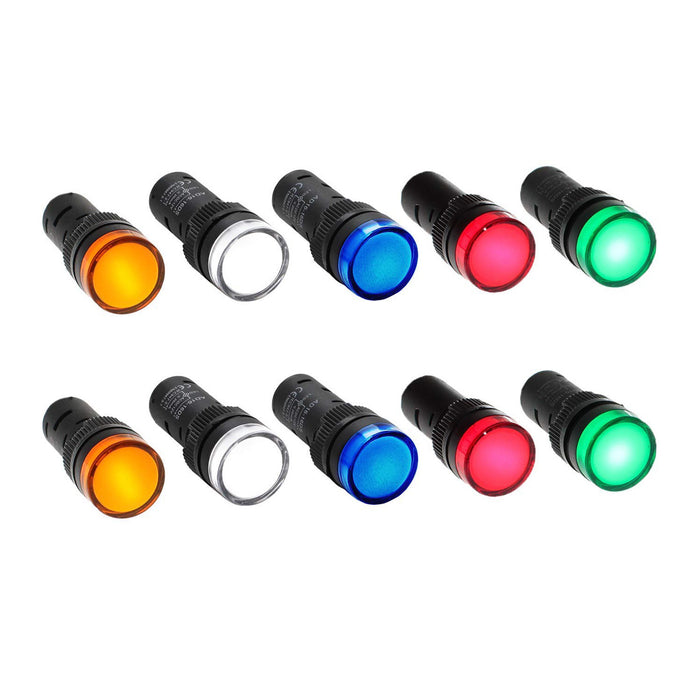 Shopcorp 20mA Energy Saving LED Indicator Lights - 2 Blue, 2 White, 2 Yellow, 2 Green and 2 Red Bulbs