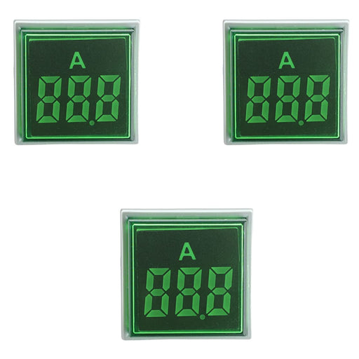 Shopcorp Digital Led Display Indicator Ammeter, 0-100A Max AC380 Current Meter and 220V - Green (3 Pack)