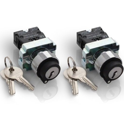 Shopcorp 2 - Position Maintained Selector Rotary Key Switch - 22mm, 415V and 10A Electrical Switch