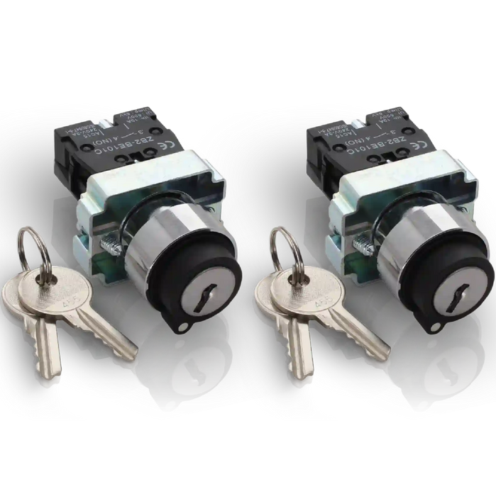 Shopcorp 2 - Position Maintained Selector Rotary Key Switch - 22mm, 415V and 10A Electrical Switch