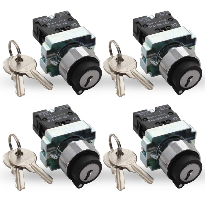 Shopcorp 2 - Position Maintained Selector Rotary Key Switch - 22mm, 415V and 10A Electrical Switch