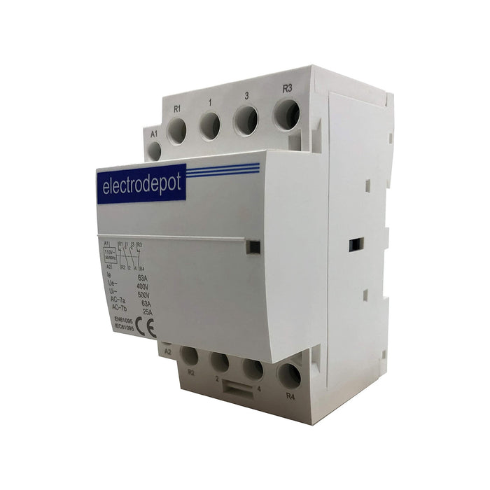 Electrodepot 40A 4 Pole 2NO / 2NC 400V Contactor - 110/120VAC for HVAC, AC, Motor Load and Lighting