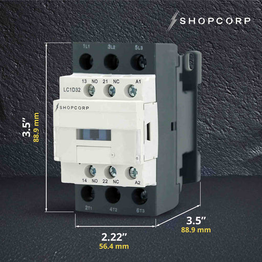 Shopcorp 3 Pole NO and Auxiliary 1NO-1NC Contactor for HVAC, AC, Motor and Lighting