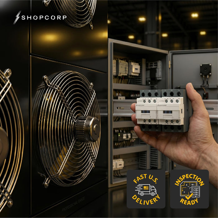 Shopcorp 30A 6 Pole (3 Pole x 2) NO & Aux 1NO/1NC Contactor - 110/120VAC Coil, with DIN Rail for HVAC, AC, Motor & Lighting - Technical Lifestyle