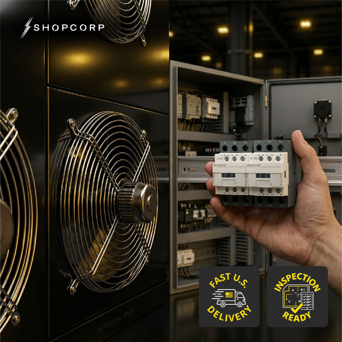 Shopcorp 30A 6 Pole (3 Pole x 2) NO & Aux 1NO/1NC Contactor - 110/120VAC Coil, with DIN Rail for HVAC, AC, Motor & Lighting - Technical Lifestyle
