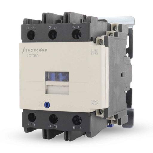 Shopcorp 80A 3 Pole Contactor - NO IEC 660V, Auxiliary 1NO/1NC - 220/230V Coil for HVAC, AC, Motor Load and Lighting