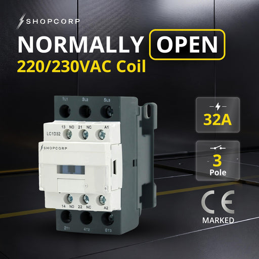 3 Pole 220/240VAC Coil Contactor - 50/60HZ for Motor Load, HVAC and Lighting