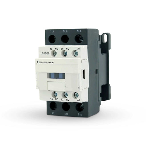 Shopcorp 3 Pole AC Contactor 24VAC Coil, 32A IEC 690V Switch with 1NO/1NC Auxiliary Contacts, DIN Rail Mount for HVAC, Motor & Lighting Control - Main