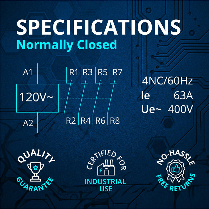 Electrodepot 40A 4 Pole Normally Closed Contactor 400V  - 110/120VAC