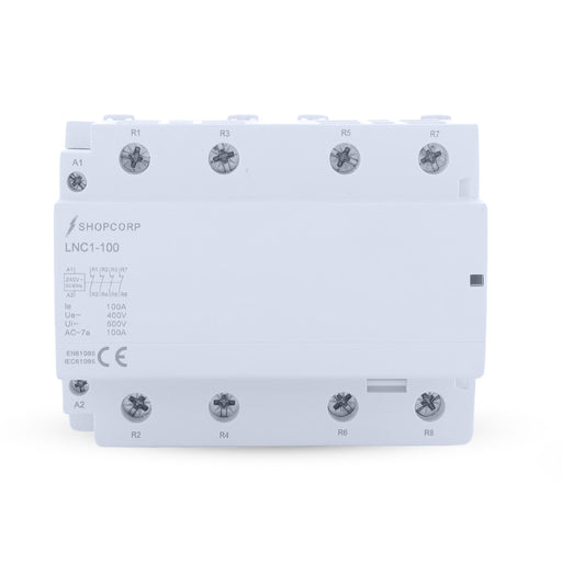 Shopcorp 100 Amp 4 Pole Normally Closed IEC 500V Contactor 240VAC Coil for HVAC, AC, Motor Load and Lighting