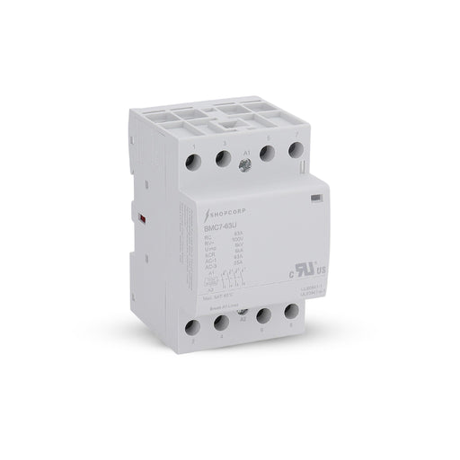 Shopcorp 63A AC/DC 4 Pole Normally Open UL Listed Contactor | 120V Coil, IEC 400V, DIN Rail Mount