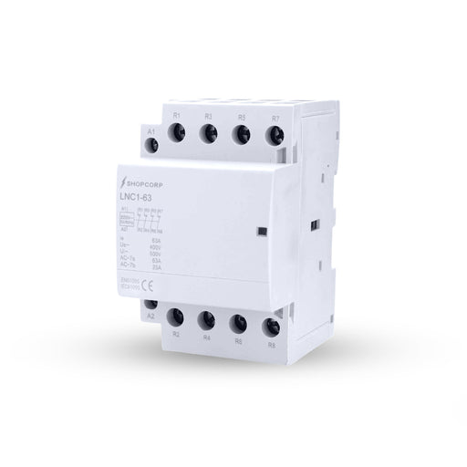 Shopcorp 60A 4 Pole Normally Closed Contactor - IEC 400V - 220/240VAC Coil for HVAC Systems, AC, Motor Load and Lighting