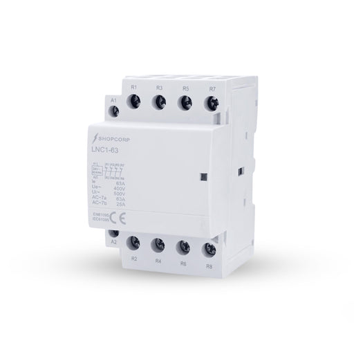 Shopcorp 63A 4 Pole IEC NC Contactor -  24V Coil for HVAC, AC, Motor Load and Lighting