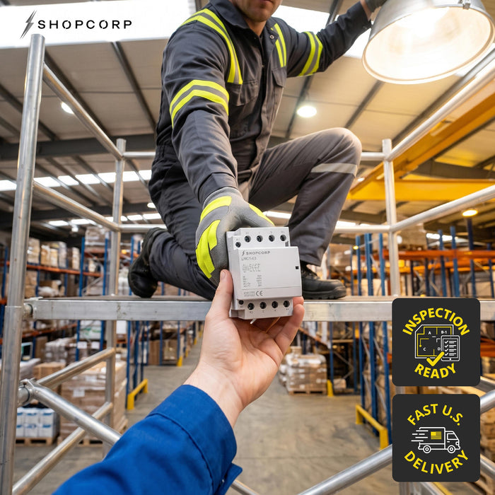 Shopcorp 63 Amp 4 Pole 2NO / 2NC 400V Contactor - 110/120VAC for HVAC, AC, Motor Load and Lighting