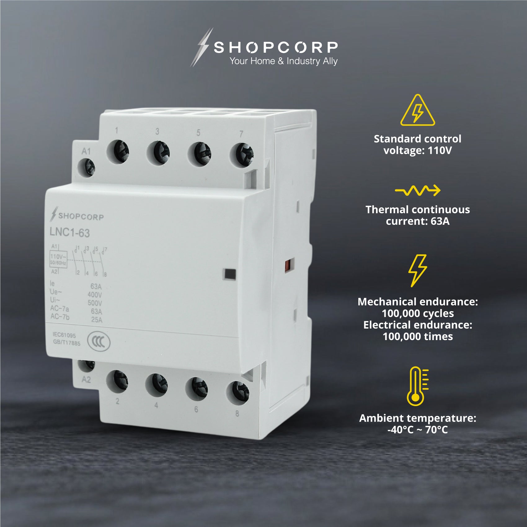 Normally Closed AC Contactor 4 Pole 110V/220V Coil 63A Universal Circuit  Control – BAOMAIN