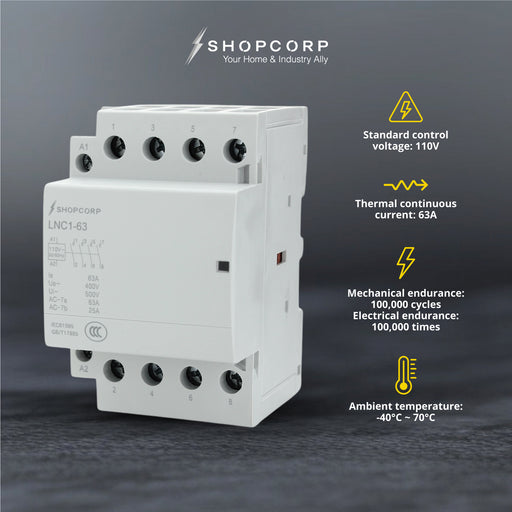 Shopcorp 63A 4 Pole Normally Open IEC 400V Contactor