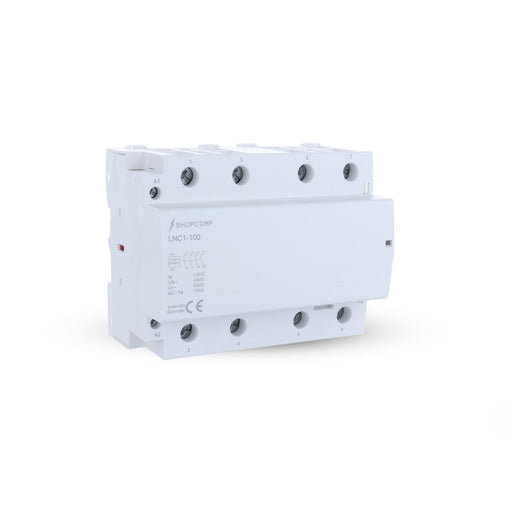 Shopcorp 100 Amp 4 Pole Normally Open IEC 500V Contactor for HVAC, AC, Motor Load and Lighting - MAIN