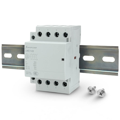 Shopcorp 40A 4 Pole NO IEC 400V Contactor - 110/120VAC Coil for HVAC, AC, Motor, and Lighting