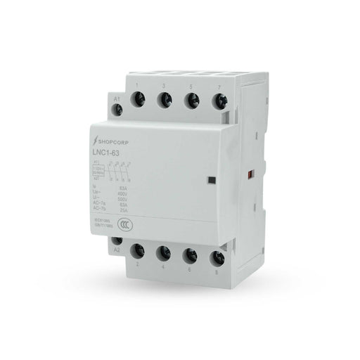 Shopcorp 50A 4 Pole NO IEC 400V Contactor - 110/120VAC Coil for HVAC, AC, Motor Load, and Lighting