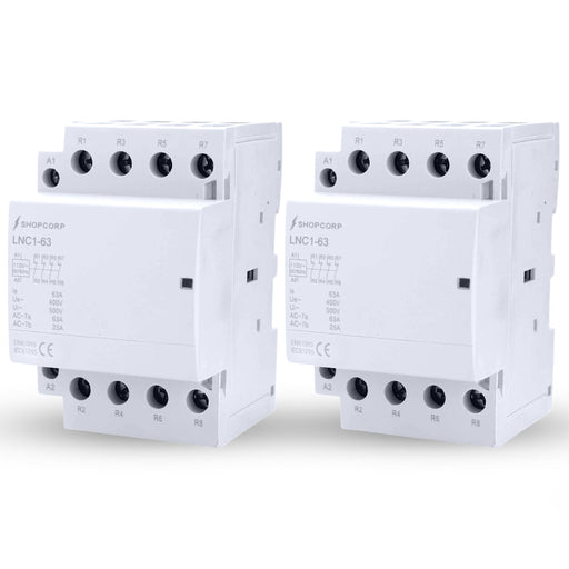 Shopcorp 60A 4 Pole Normally Closed Contactor - IEC 400V - 110/120VAC Coil | 2 Pack | for HVAC Systems, AC, Motor Load and Lighting 2 Pack