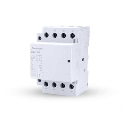 Shopcorp 60A 4 Pole NC Contactor - IEC 400V - 110/120VAC Coil for HVAC, AC, Motor and Lighting