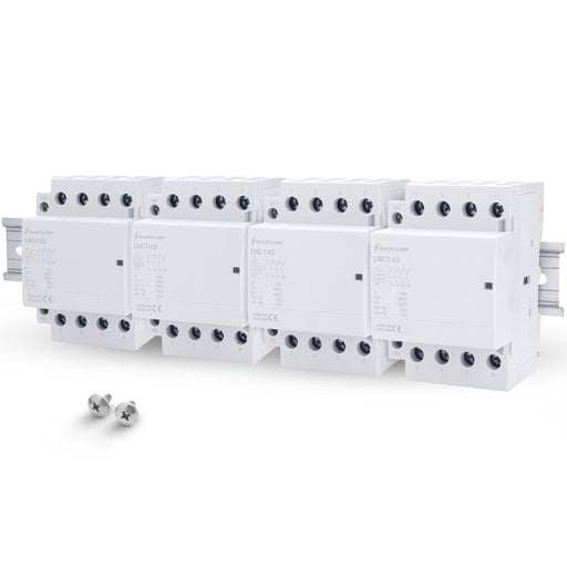 Shopcorp 63A 16 Pole (4x4) NO Contactor - IEC 400V 110/120VAC Coil - with DIN Rail & Screws for HVAC, Motor and Lighting