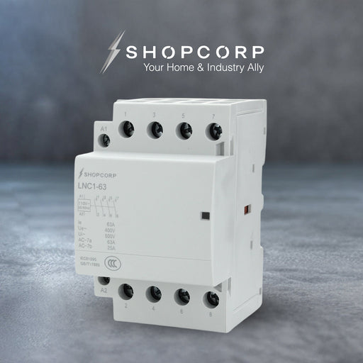 Shopcorp 63A 4 Pole NO IEC 400V Contactor - 110/120VAC Coil for HVAC, AC, Motor Load, and Lighting - 2 Pack