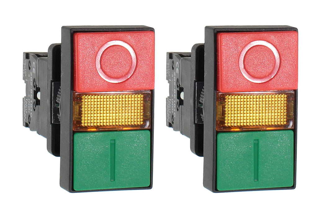 Shopcorp Double Push Button (On/Off Switch) for Industrial Equipment and Mount Panels