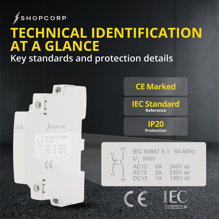 Shopcorp Auxiliary Contact for AC Contactor 1 NO 1 NC Auxiliary Contact Block, Right Side Mounting Location
