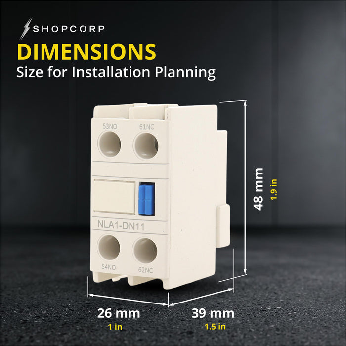 Shopcorp Auxiliary Contact LA1-D11 for AC Contactor 1 NO 1 NC Auxiliary Contact Block, Front Mount Design Contactor