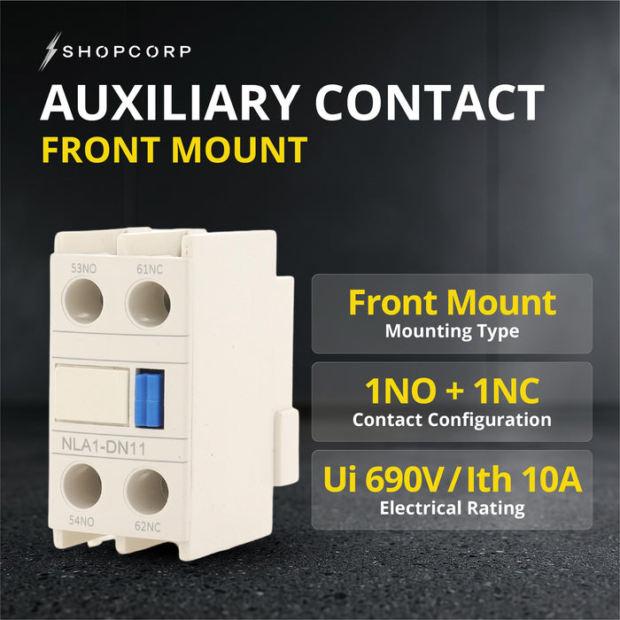 Shopcorp Auxiliary Contact LA1-D11 for AC Contactor 1 NO 1 NC Auxiliary Contact Block, Front Mount Design Contactor