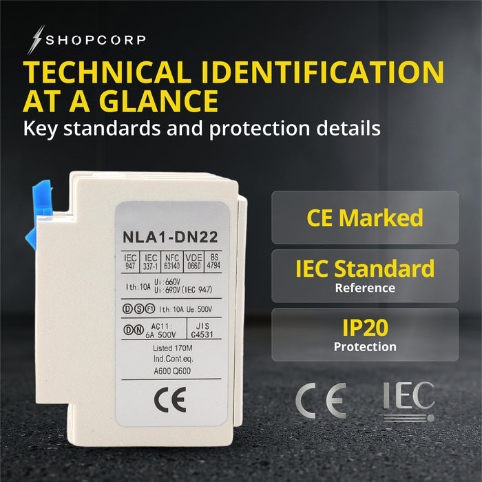Shopcorp Auxiliary Contact LA1-D22 for AC Contactor 2 NO 2 NC Auxiliary Contact Block, Front Mount Design Contactor