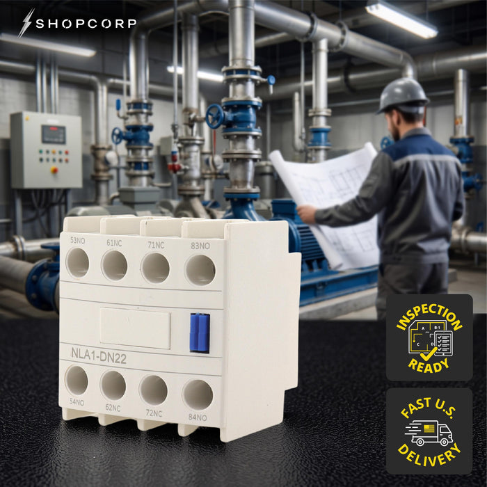 Shopcorp Auxiliary Contact LA1-D22 for AC Contactor 2 NO 2 NC Auxiliary Contact Block, Front Mount Design Contactor