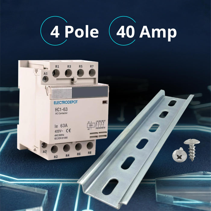 Electrodepot 40A 4 Pole Normally Closed Contactor 400V  - 110/120VAC