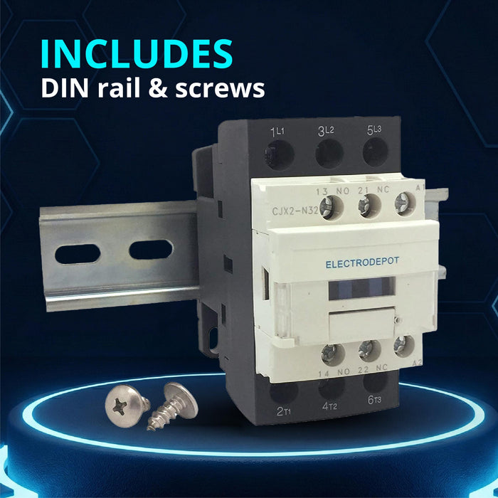 Electrodepot 30A 3 Pole IEC 660V Contactor - Normally Open and Auxiliary 1NO/1NC - 110/120VAC Coil for HVAC, AC, Motor Load and Lighting (2 pack)