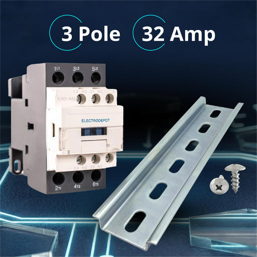 Electrodepot 30A 3 Pole IEC 660V Contactor - Normally Open and Auxiliary 1NO/1NC - 110/120VAC Coil for HVAC, AC, Motor Load and Lighting (2 pack)