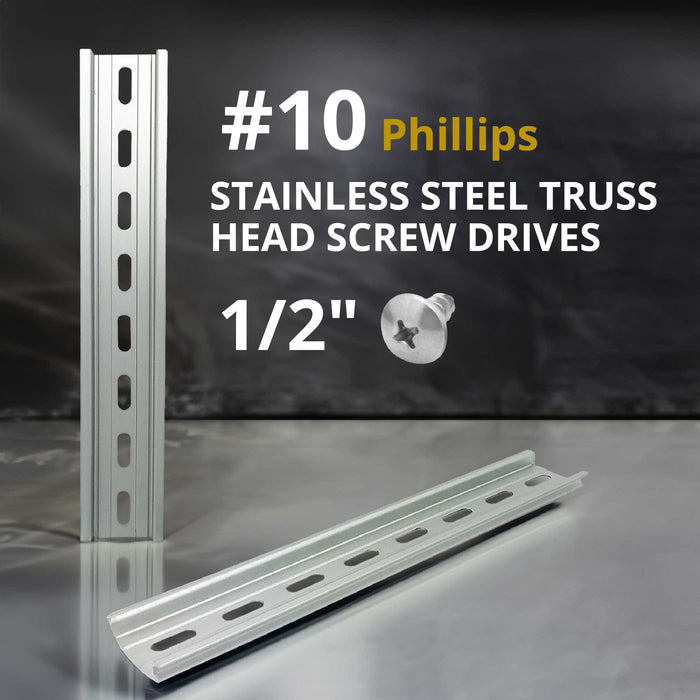 Electrodepot 2 Pieces Slotted Aluminum DIN Rail (35 mm x 8-in) with 4 #10 Stainless Steel Screws
